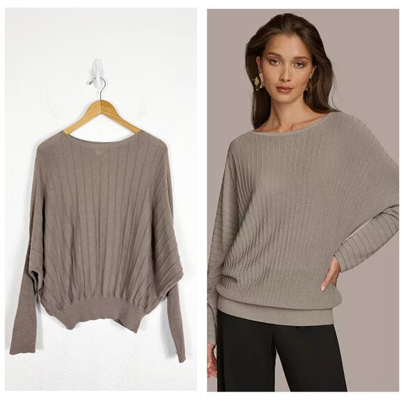 Nap Loungewear Wool Sweater One Size Knit Ribbed Dolman Sleeve Batwing Cozy - Picture 1 of 12